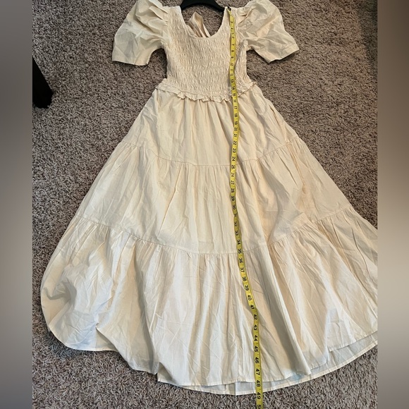 The Post Bethany Tiered Maxi Dress Size S Cotton Smocked Tie Back Open Back NWOT - Picture 12 of 13